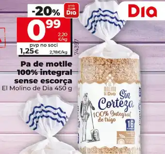 Dia Pa de motlle 100% integral sense escorca 450g oferta