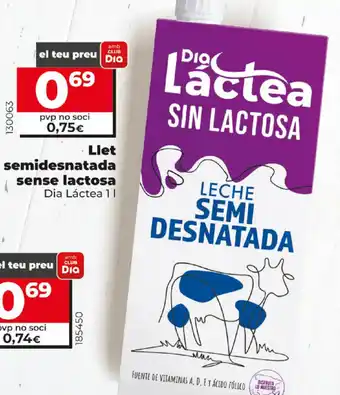Dia Llet semidesnatada sense lactosa 1L oferta