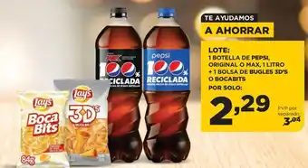 Alimerka 1 Botella De Pepsi Original O Max 1 Litro + 1 Bolsa De Burgeles 3D's O Bocabits oferta