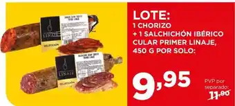 Alimerka 1 Chorizo + 1 Salchichón Iberico Cular Primer Linaje 450 G Por Solo oferta