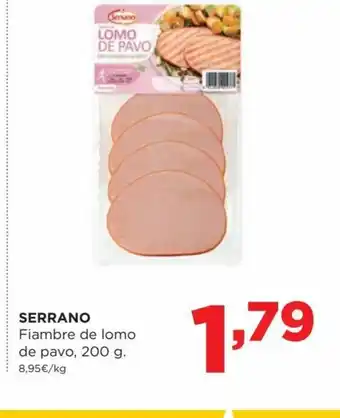Alimerka Serrano Fiambre de lomo de pavo 200 g. oferta