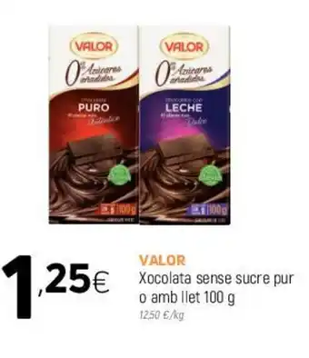 Coviran Valor Xocolata sense sucre pur o amb llet 100g oferta