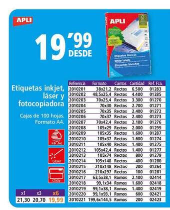 Folder Etiquetas inkjet láser y fotocopiadora oferta