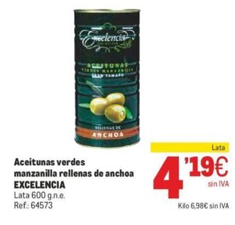 Makro Aceitunas verdes manzanilla rellenas de anchoa EXCELENCIA oferta