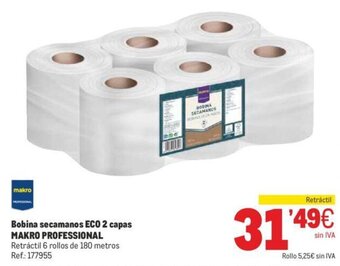 Makro Bobina secamanos ECO 2 capas MAKRO PROFESSIONAL oferta