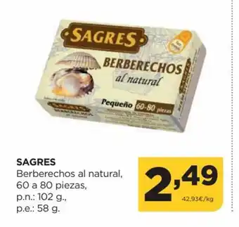 Alimerka Berberechos Al Natural, 60 a 80 Piezas oferta