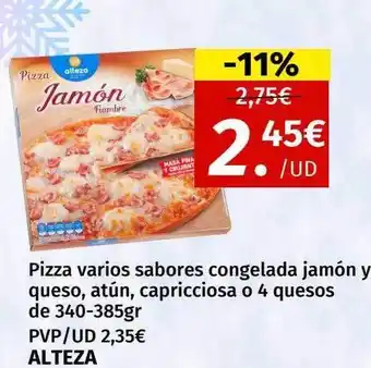 Maskom Supermercados Pizza varios sabores congelada jamón y queso, atún, capricciosa o 4 quesos alteza oferta