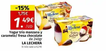 Maskom Supermercados Yogur trio manzana y caramelo fresa chocolate la lechera oferta