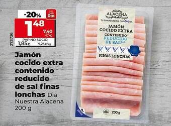 Dia Jamón cocido extra contenido reducido de sal finas lonchas dia nuestra alacena oferta