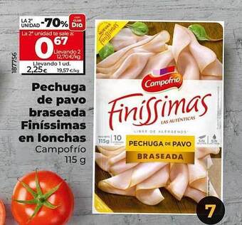Dia Pechuga de pavo braseada finíssimas en lonchas campofrío oferta