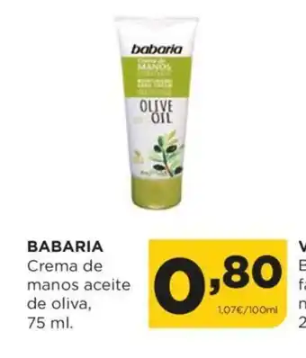 Alimerka Babaria Crema de Manos Aceite de Oliva, 75ml oferta