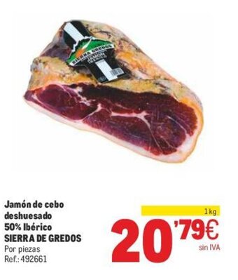 Makro Jamón De Cebo Deshuesado 50% Ibérico Sierra De Gredos oferta