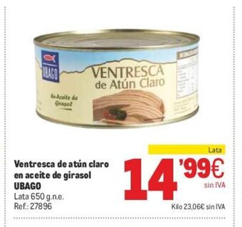 Makro Ventresca De Atún Claro en Aceite de Girasol Ubago oferta