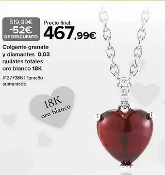 Costco Colgante granate y diamantes 0.03 quilates totales oro blanco 18k oferta