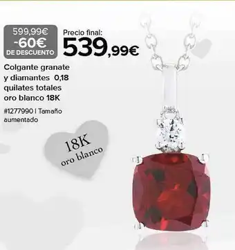 Costco Colgate granate y diamantes 0.18 quilates totales oro blanco 18k oferta