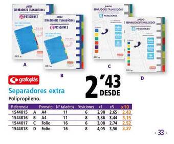 Folder Grafoplás separadores extra oferta