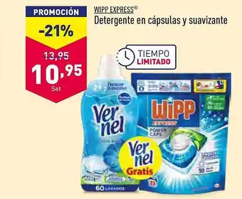 ALDI Wipp express detergente en cápsulas y suavizante oferta