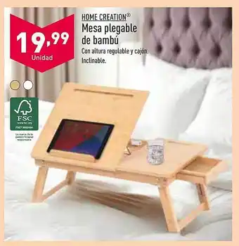 ALDI Home creation mesa plegable de bambú oferta