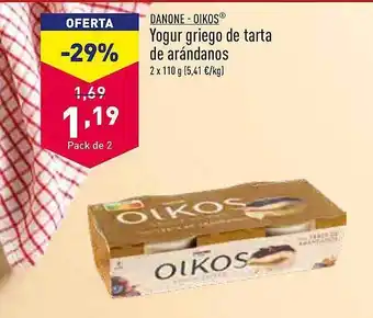 ALDI Danone - oikos yogur griego de tarta de arándanos oferta