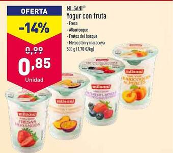 ALDI Milsani yogur con fruta oferta