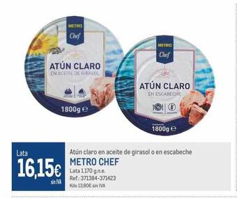 Makro Atún claro en aceite de girasol o en escabeche metro chef oferta