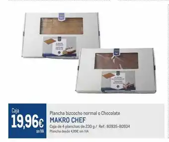 Makro Plancha bizcocho normal o chocolate makro chef oferta