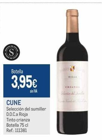 Makro Cune selección del sumiller d.o.ca. rioja tinto crianza oferta