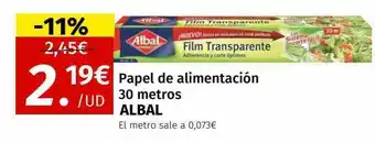 Maskom Supermercados Papel de alimentación 30 metros albal oferta