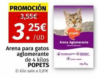 Maskom Supermercados Arena para gatos aglomerante popets oferta
