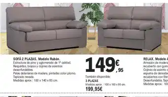 E.Leclerc Sofá 2 Plazas. Modelo Rubén oferta