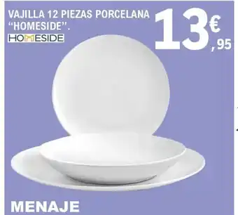 E.Leclerc Vajilla 12 Piezas Porcelana "Homeside" oferta
