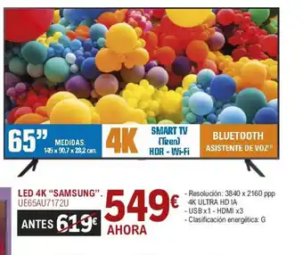 E.Leclerc Led 4K "Samsung" UE65AU7172U oferta