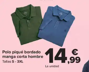 Carrefour Polo Piqué Bordado Manga Corta Honbre oferta