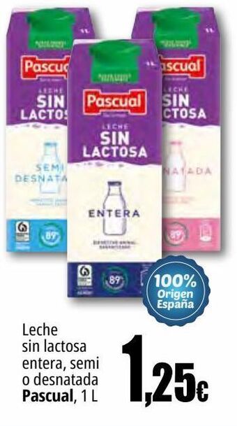 Unide Supermercados Leche sin lactosa entera, semi o desnatada pascual oferta