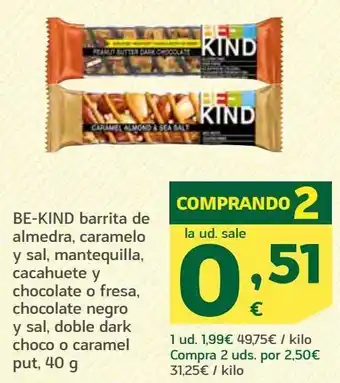 HiperDino Barritas de chocolate be-kind oferta