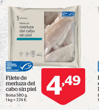 La Sirena Filete de Merluza Del Cabo Sin Piel oferta