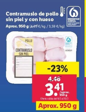 Lidl Contramuslo de Pollo Sin Piel Y Con Hueso oferta