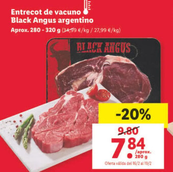 Lidl Entrecot de Vacuno Black Angus Argentino oferta
