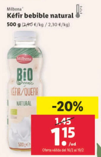 Lidl Kéfir Bebible Natural oferta