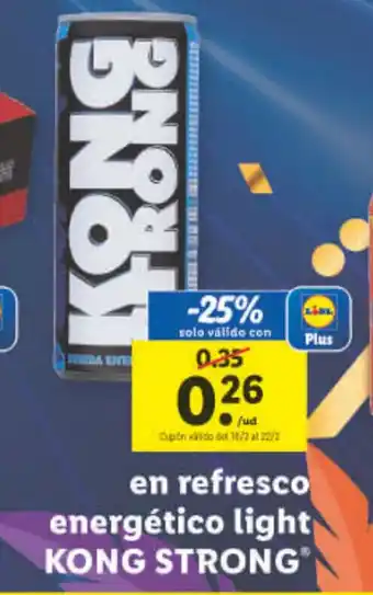Lidl Energético Light Kong Strong oferta
