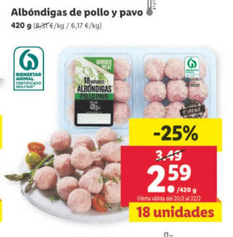 Lidl Albóndigas De Pollo Y Pavo oferta