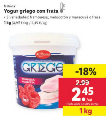 Lidl Yogur Griego Con Fruta oferta