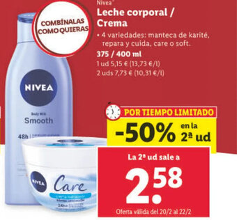 Lidl Leche Corporal/ Crema oferta