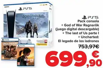 Carrefour Pack consola + god of war ragnarök (juego digital descargable) + the last of us parte 1 + uncharted: el legado de los ladrone oferta