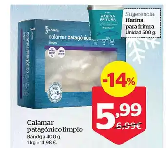 La Sirena Calamar patagónico limpio bandeja oferta