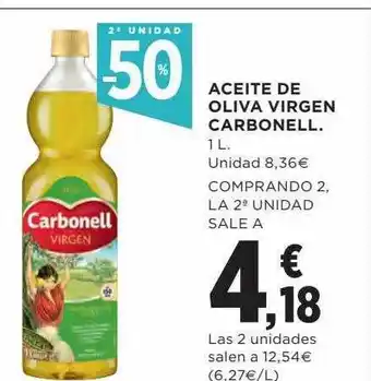 Hipercor 2a unidad -50% aceite de oliva virgen carbonell oferta