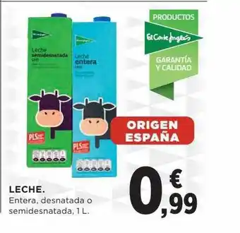 Hipercor Leche entera desnatada o semidesnatada oferta