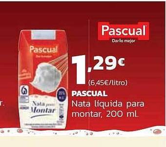 Supermercados Lupa Pascual nata liquida para montar oferta