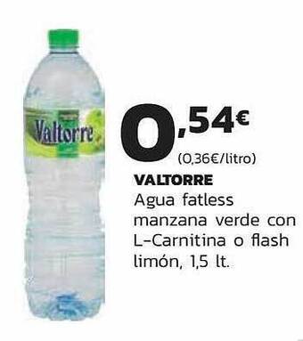 Supermercados Lupa Valtorre agua fatless manzana verde con l-carnitina o flash limón oferta