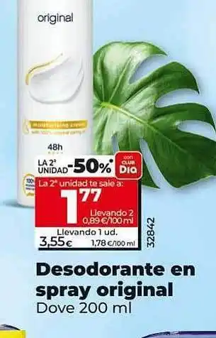 Dia Desodorante en spray original dove oferta